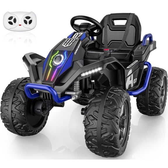 TOYBSNR 24V Ride on Toy for Kid, Electric ATV with Remote Control, 4 Wheeler with Music & Colored Light, 2WD/4WD Switchable Power Quad for 3-8 Years Old, Blue