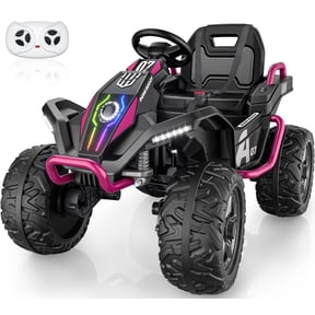 TOYBSNR 24V Ride on Toy for Kid, Electric ATV with Remote Control, 4 Wheeler with Music & Colored Light, 2WD/4WD Switchable Power Quad for 3-8 Years Old, Pink