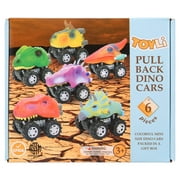 TOYLI Dinosaur Toys 6 Pack Pull Back Dino Cars for Kids Fun Monster Colorful Animal Car Playset Durable Tires for Toddler