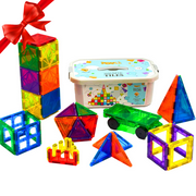 TOYLI Magnet Tiles Building Blocks for Kids 45 Pieces Stem for Toddlers Girls Boys