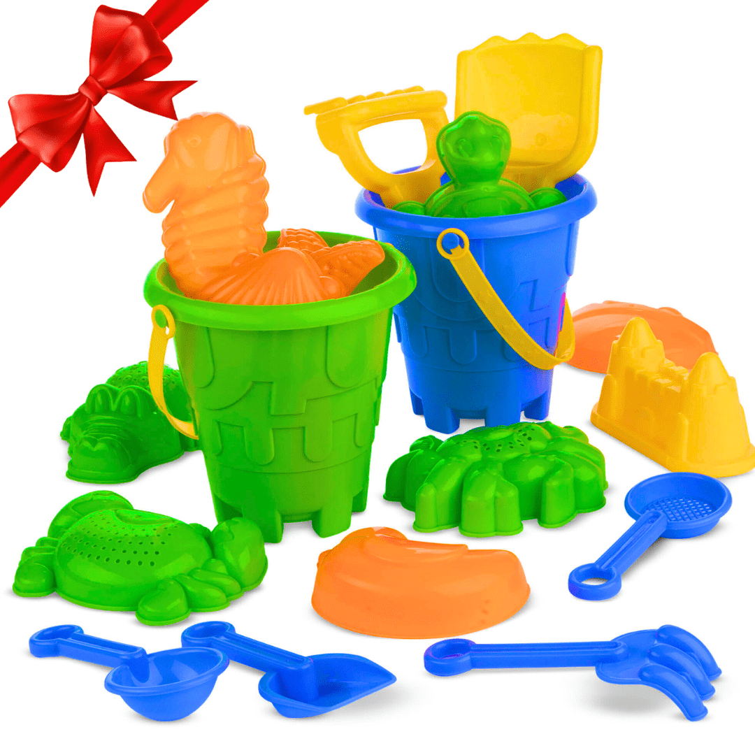 Sloosh 12 Sets Sand Buckets with Shovels for Kids Beach Pails Toys