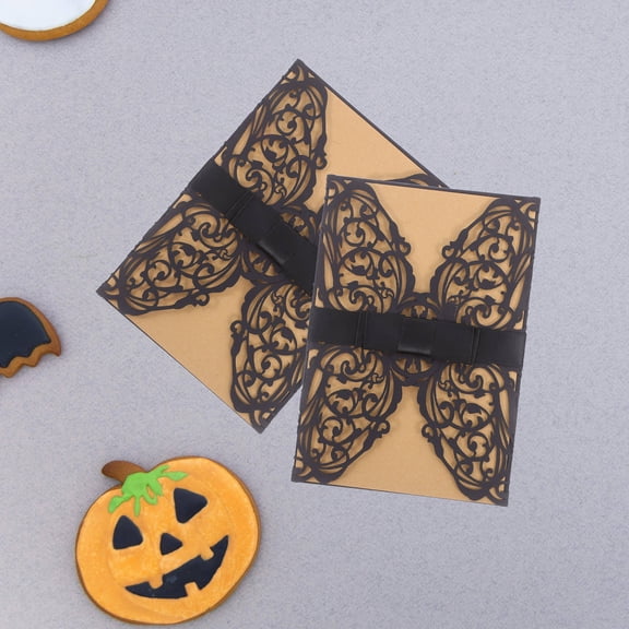 TOYMYTOY 10Pack Black Invitation Cards Carved Pattern for Graduation Celebration Hosts