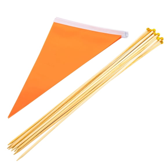 TOYMYTOY 10Pcs Strong Orange Yard Flags with Bamboo Stakes for Garden Irrigation and Landscape Marking