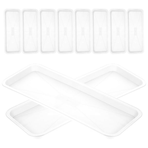 TOYMYTOY Plastic Plant Saucers PP Rectangular Indoor Water Catcher Trays White 10Pcs