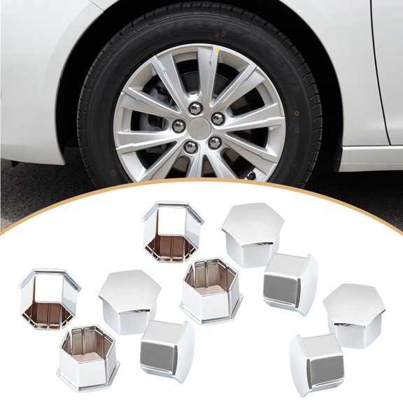 TOYMYTOY Plastic Wheel Nut Covers, Silver, for Car, Protects Bolts, Easy Installation, 10Pcs
