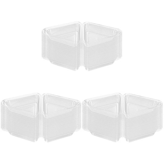 Tineasur Clear Cake Box Triangular Cake Carrier Transparent Pet 50Pcs