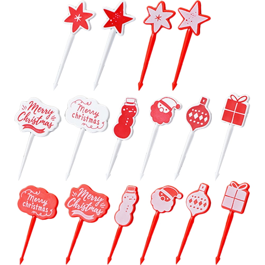 TOYMYTOY 16Pcs Christmas Fruit Picks Decorative Food Picks Xmas Themed