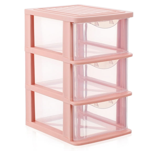 TOYMYTOY 1Set Drawer Organizer Box Pink Plastic for Storage Containers with Three Drawers and Dustproof Function