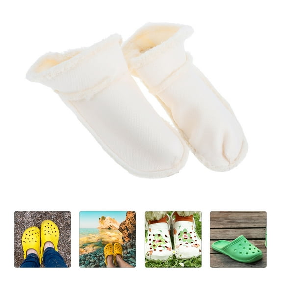 TOYMYTOY 2Pairs White Detachable Warm Plush Lining for Clogs and Sandals Comfortable