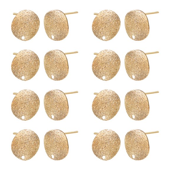 TOYMYTOY 20Pcs Golden Alloy Earring Posts Flat Studs for DIY Jewelry Making Accessories