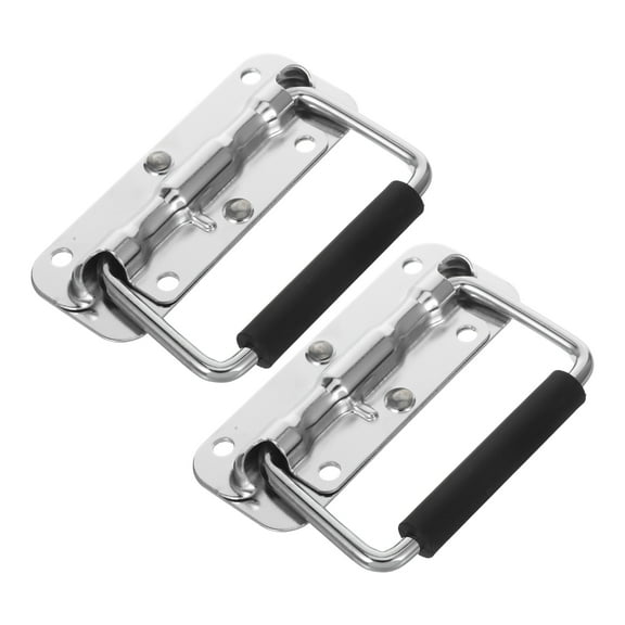 TOYMYTOY 2Pcs Plated Silver Metal Tool Box Pull Handle Durable Flight Case Handle for Industrial Equipment Use