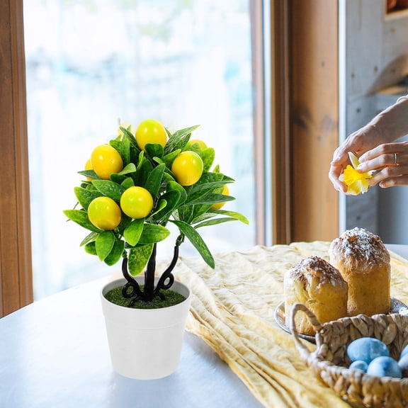 TOYMYTOY 2Pcs Artificial Plants Yellow Tree for Modern Nordic Pastoral Home Style