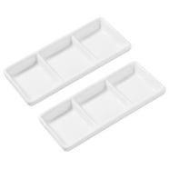 Elama 3 Section Divided Porcelain Rectangle Serving Tray in White with ...