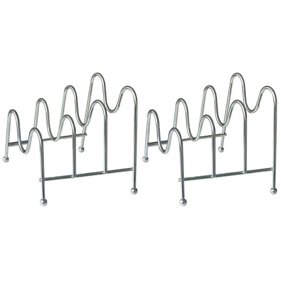 Tineasur Iron Wire Pot and Pan Lid Organizer Rack - Space-Saving Kitchen Storage Stand for Efficient Home Utensil Organization