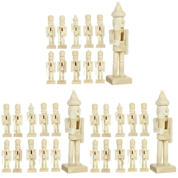 TOYMYTOY 36 pcs Christmas Unfinished Wooden Nutcracker Ornaments Craft Kit for Holiday Home Decor
