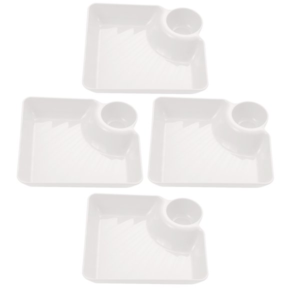 TOYMYTOY 4Pcs Plastic Serving Tray Set White for Side Dishes Appetizers and Snacks
