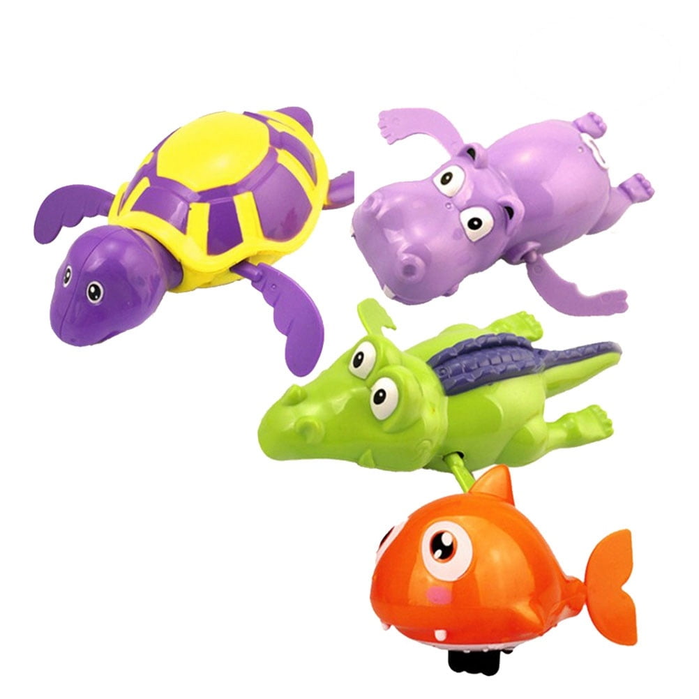 TOYMYTOY 4Pcs Pool Wind Up Bath Toys Aquatic Animals Swimming Tub
