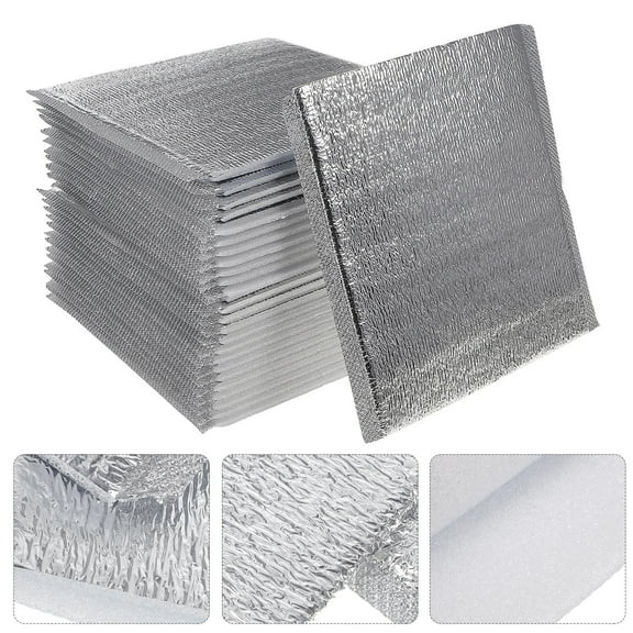 TOYMYTOY 50Pcs Lunch Bag Leakproof Silver Thick Insulated Pouch for Food Preservation Picnic