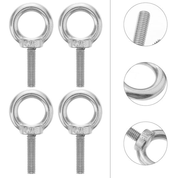 TOYMYTOY 5pcs Stainless Steel Machinery Eye Bolt Silver Uniform Force Distribution for Kayaks