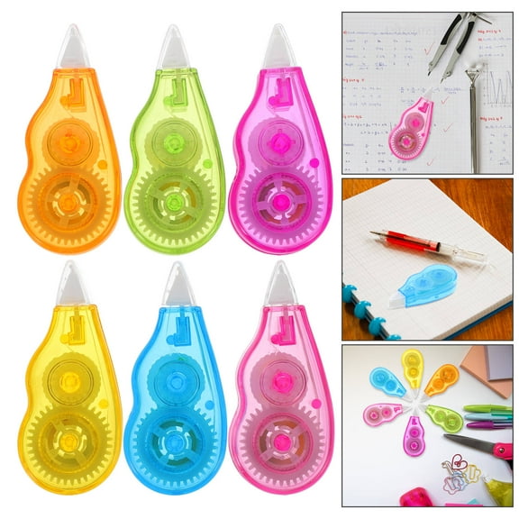TOYMYTOY 6pcs Correction Tape Assorted Color Mistake Correction Corrector Tape Rectangular