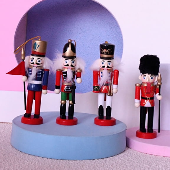 Tineasur 4-Pack Hanging Nutcracker Ornaments in Assorted Colors for Holiday Christmas Tree Decorations