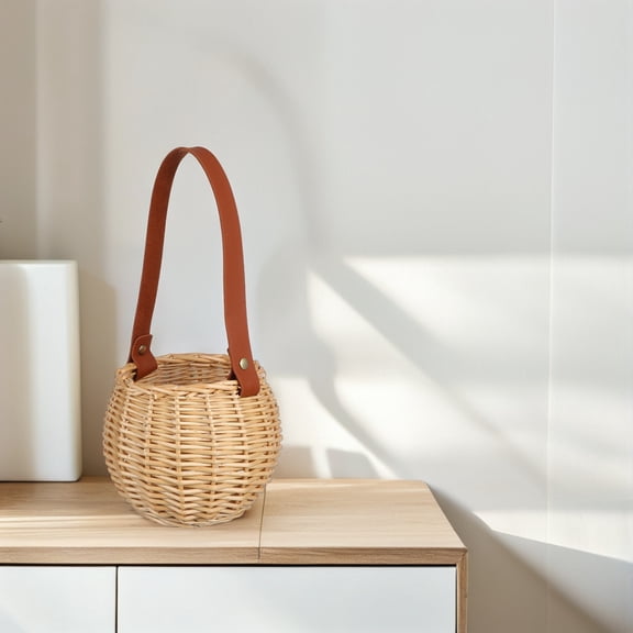 TOYMYTOY  Light Brown Wicker Flower Basket, Hand-Woven for Storage and Wedding Decor