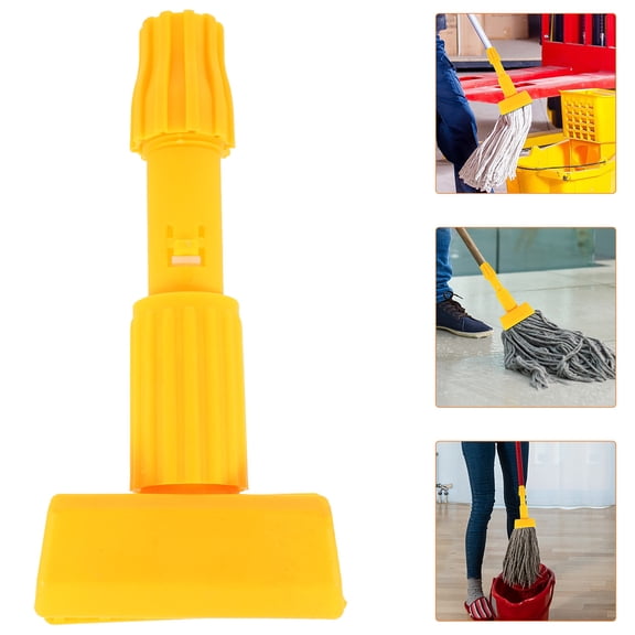 TOYMYTOY 2Pcs Plastic Mop Head Holder Yellow Detachable Clamp for Mop Handle Replacement and Maintenance