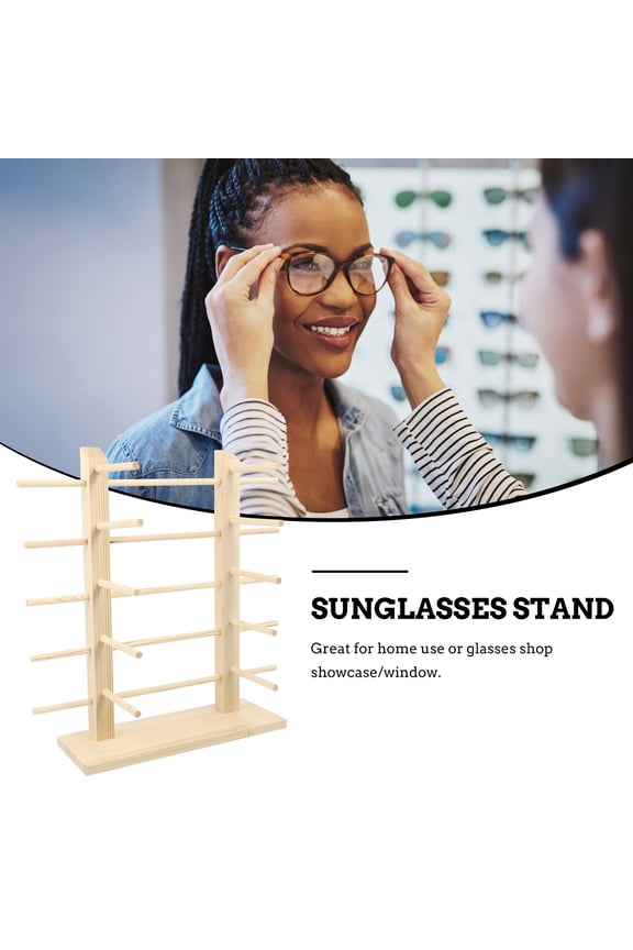 Solid Wood Sunglasses Holder Stand Organizer Rack for Glasses Display and Storage, Eyewear Organizer