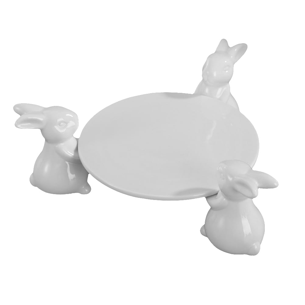 TOYMYTOY Three Rabbit Cake Ceramic Rack Round Cake Stand Creative Cake TOYMYTOY Three Rabbit Cake Ceramic Rack Round Cake Stand Creative Cake