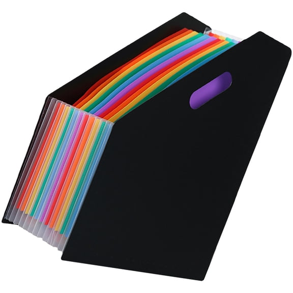 TOYMYTOY Accordion File Organizer Black Plastic Standing for Checks 1Pack