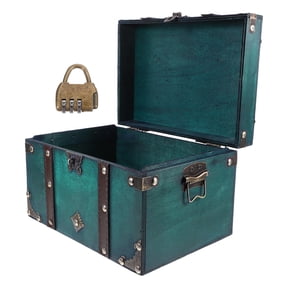 TOYMYTOY Vintage Treasure Chest for Security with Lock Decorative Wood 1Set