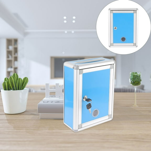 TOYMYTOY Lockable Wall Mount Mailbox Aluminum Blue Security Lock Box for Restaurants 1Pack