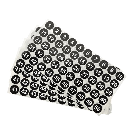 TOYMYTOY Detachable Numbered Stickers 1 to 50 Black for Labeling Envelopes Windows Doors