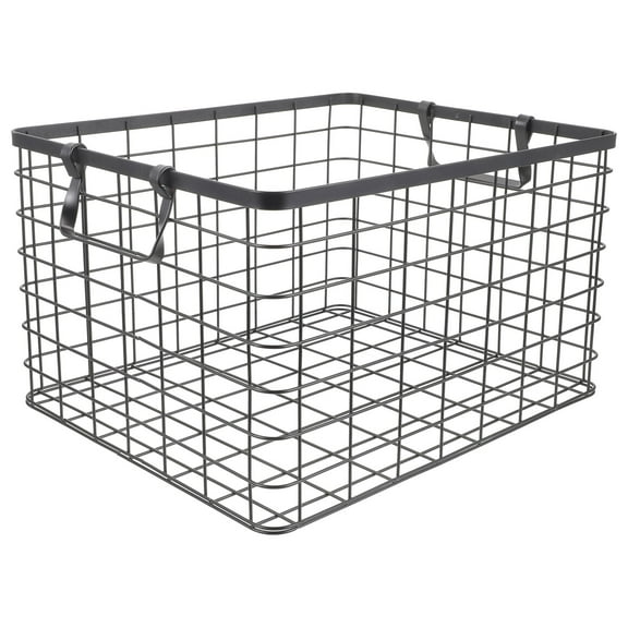 TOYMYTOY Outdoor Firewood Holder Black Metal Wire Basket with Large Capacity and Handle