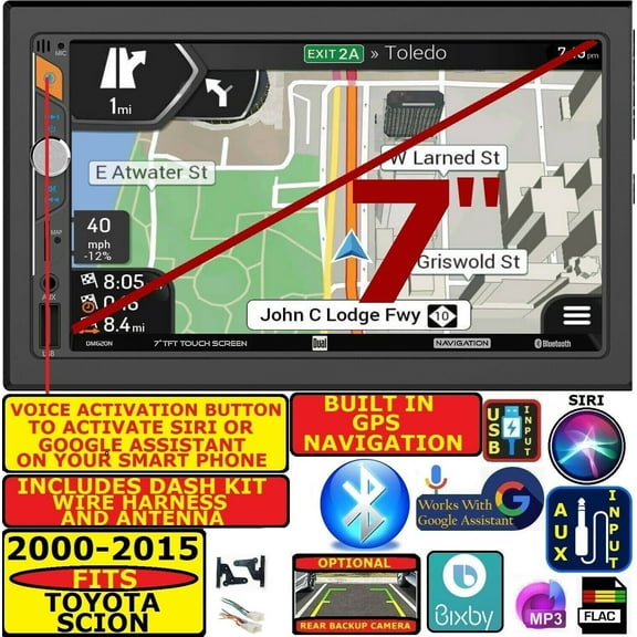 TOYOTA & SCION NAVIGATION Dvd/Cd Bluetooth Usb Aux Car Radio Stereo Double Din