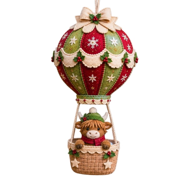 TOYOUME 1 Set Christmas Hot Air Balloon Hanging DIY Kit, Wooden Craft Decor Ornaments, 4.3 Inch for Tree, E