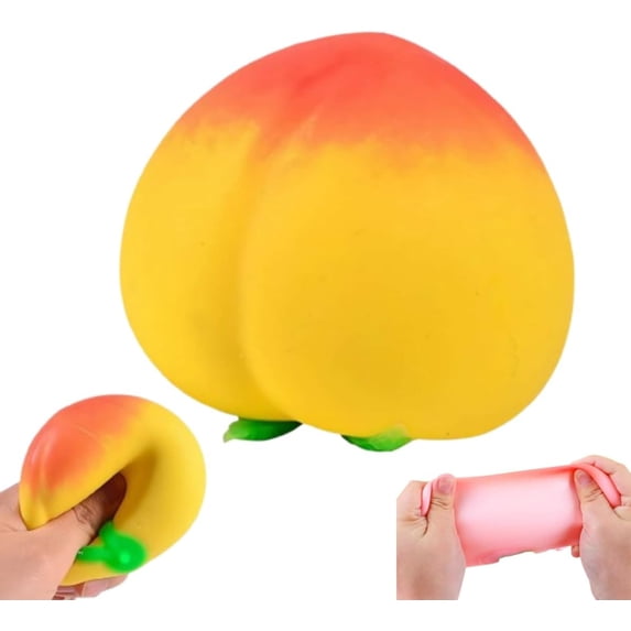 TOYOUME Fruit Squeeze Toy, Peach Squishy, Yellow