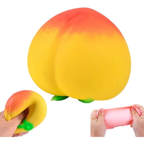 TOYOUME Fruit Squeeze Toy, Peach Squishy, Yellow