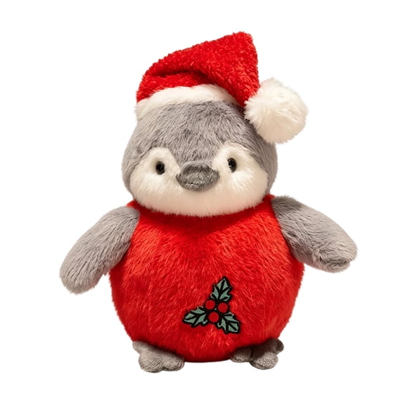 TOYOUME Plush Christmas Stuffed Animals, 9.8 Inch Sitting Penguin with Hat and Clothes, Holiday Decor, D