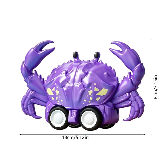 TOYOUME Pull Back Crab Toy, Friction Powered, 1 Count, 5.12 x 3.15 Inch, for Toddlers, Purple