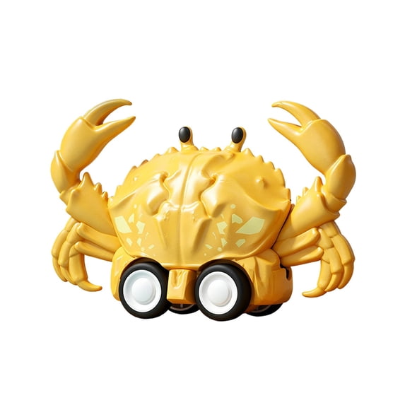 TOYOUME Pull Back Crab Toy, Friction Powered, 1 Count, 5.12 x 3.15 Inch, for Toddlers, Yellow