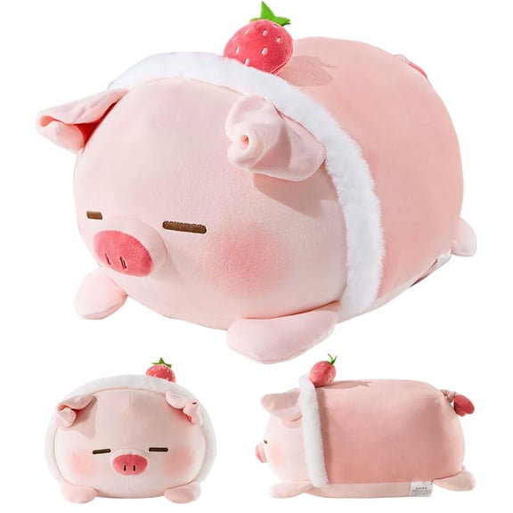TOYOUME Strawberry Pig Plush Stuffed Animal, Cute Pink Pig Plushie Toy Gifts for Kids Birthday, Valentine, Christmas, 13 inch, Pink