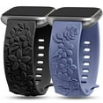thumbnail image 1 of TOYOUTHS 2-Pack Floral Embossed Bands Compatible with Versa 2/Versa Lite/Versa Watch Bands - 3D Flower Engraved Silicone Wristbands for Women, Soft Comfort Strap Replacement, 1 of 6