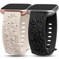 thumbnail image 1 of TOYOUTHS 2-Pack Floral Embossed Bands Compatible with Versa 2/Versa Lite/Versa Watch Bands - 3D Flower Engraved Silicone Wristbands for Women, Soft Comfort Strap Replacement, 1 of 6