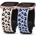thumbnail image 1 of TOYOUTHS 2 Packs Leopard Engraved Band Compatible with Fitbit Versa 2/Fitbit Versa/Versa Lite Bands Women, Two-Tone Cheetah Soft Silicone Sport Designer Cute Fancy Summer Strap for Versa 2 Smart Watch, 1 of 5