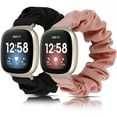 thumbnail image 1 of TOYOUTHS 2 Packs Scrunchie Bands Compatible with Fitbit Versa 4/Versa 3/Fitbit Sense/Sense 2 Stretchy Women Cute Bracelets Elastic Breathable Wristbands, 1 of 8