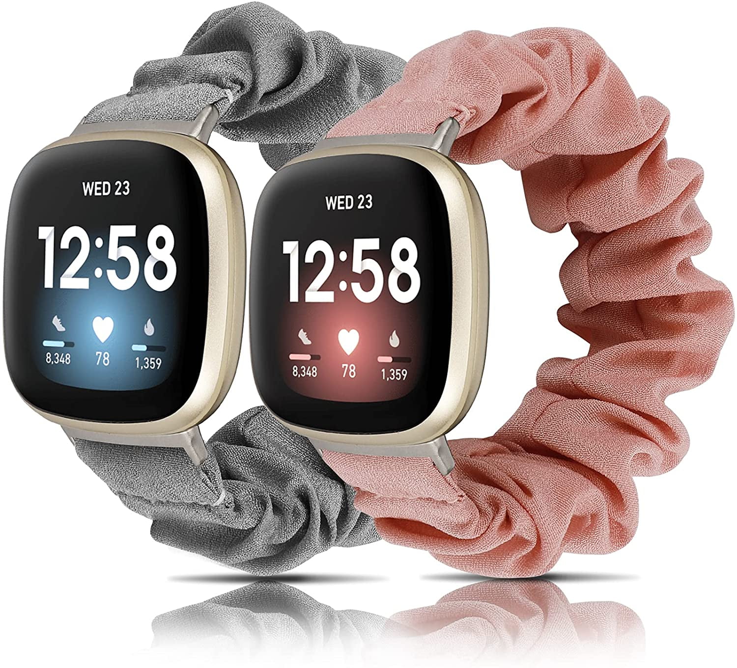 TOYOUTHS 2 Packs Scrunchie Bands Compatible with Fitbit Versa 4