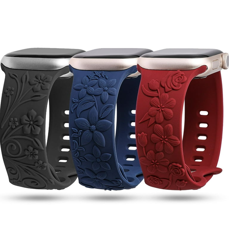 TOYOUTHS Pack Floral Embossed Bands Compatible with Apple Watch