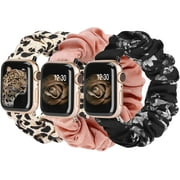 TOYOUTHS 3 Packs Compatible with Apple Watch Band Scrunchies 41mm 40mm 38mm Fabric Wristband Women Elastic Scrunchy Bands IWatch Series SE 8 7 6 5 4 3 2 1