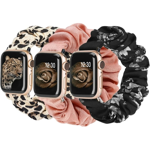 TOYOUTHS 3 Packs Compatible with Apple Watch Band Scrunchies 49mm(Ultra)/45mm/44mm/42mm Women IWatch Elastic Scrunchy Band Series SE 8 7 6 5 4 3 2 1
